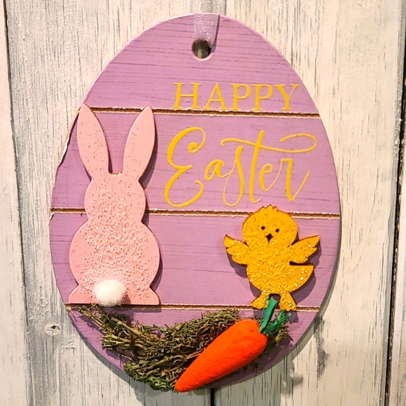 Easter Sign with Ribbon - Mailable- Great wall hanging or Easter card gift - Picture 2 of 4
